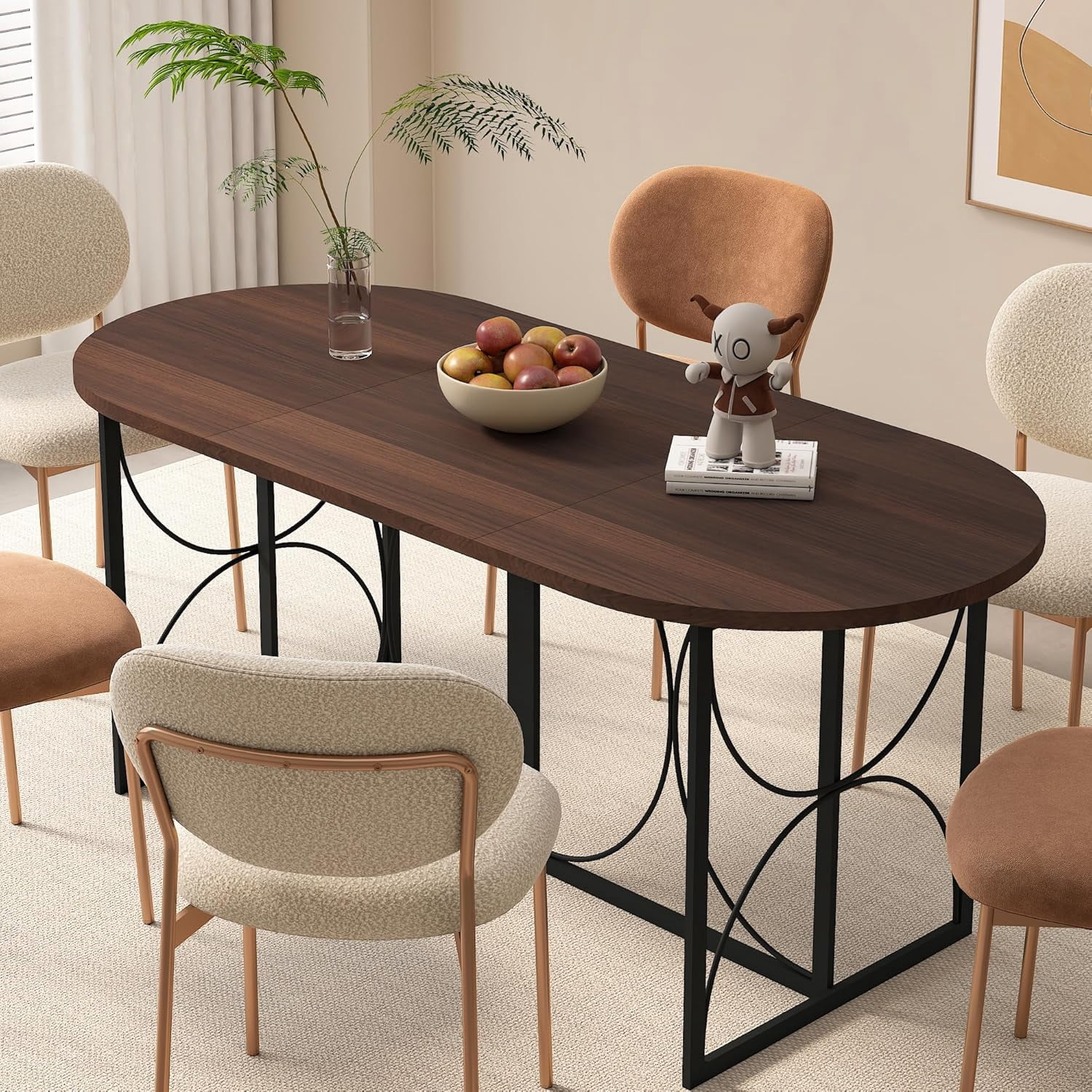 71” Dining Table for 8 People,Walnut Large Long Modern Dining Table ...