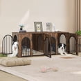 thumbnail image 1 of Hzuaneri 71" Dog Crate Furniture for 2 Dogs, Heavy Duty Wooden Kennel for Medium Large Dogs with Divider, Rustic Brown, 1 of 10