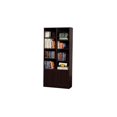 71" Espresso Adjustable Six Tier Standard Bookcase With Two Doors