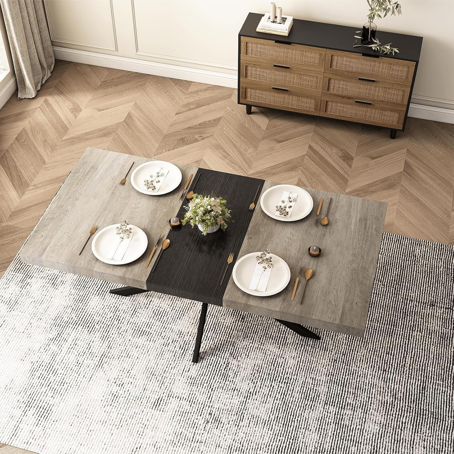 71" Extendable Dining Table for 4-8 People Wooden Dining Room Table ...