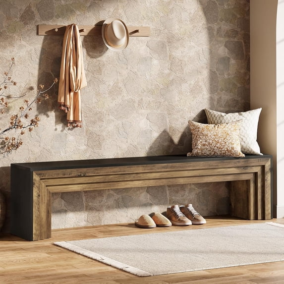 71" Extra Long Rustic Entryway Bench, Modern Farmhouse Shoe Bench ...