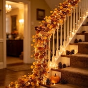 71 Fall Artificial Eucalyptus Garland with Boston Fern Vine, Fall Simulation Money Leaf Vine, Autumn Leave Hanging Rattan with Hanging Hole, Indoor Outdoor Thanksgiving Party Home Fireplace Decor