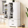 thumbnail image 1 of 71" Farmhouse Kitchen Pantry Cabinet with 2 Large Drawers, Freestanding Cupboard Cabinet for Kitchen, Dining Room, Living Room, Laundry, White, 1 of 9
