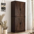 thumbnail image 1 of 71" Farmhouse Tall Kitchen Pantry, 5 Layers Storage Cabinet with  Adjustable Shelves, Farmhouse Pantry Cabinet with 4 Barn Doors for Kitchen, Dining Room, Bathroom, Living Room, Rustic Brown, 1 of 14