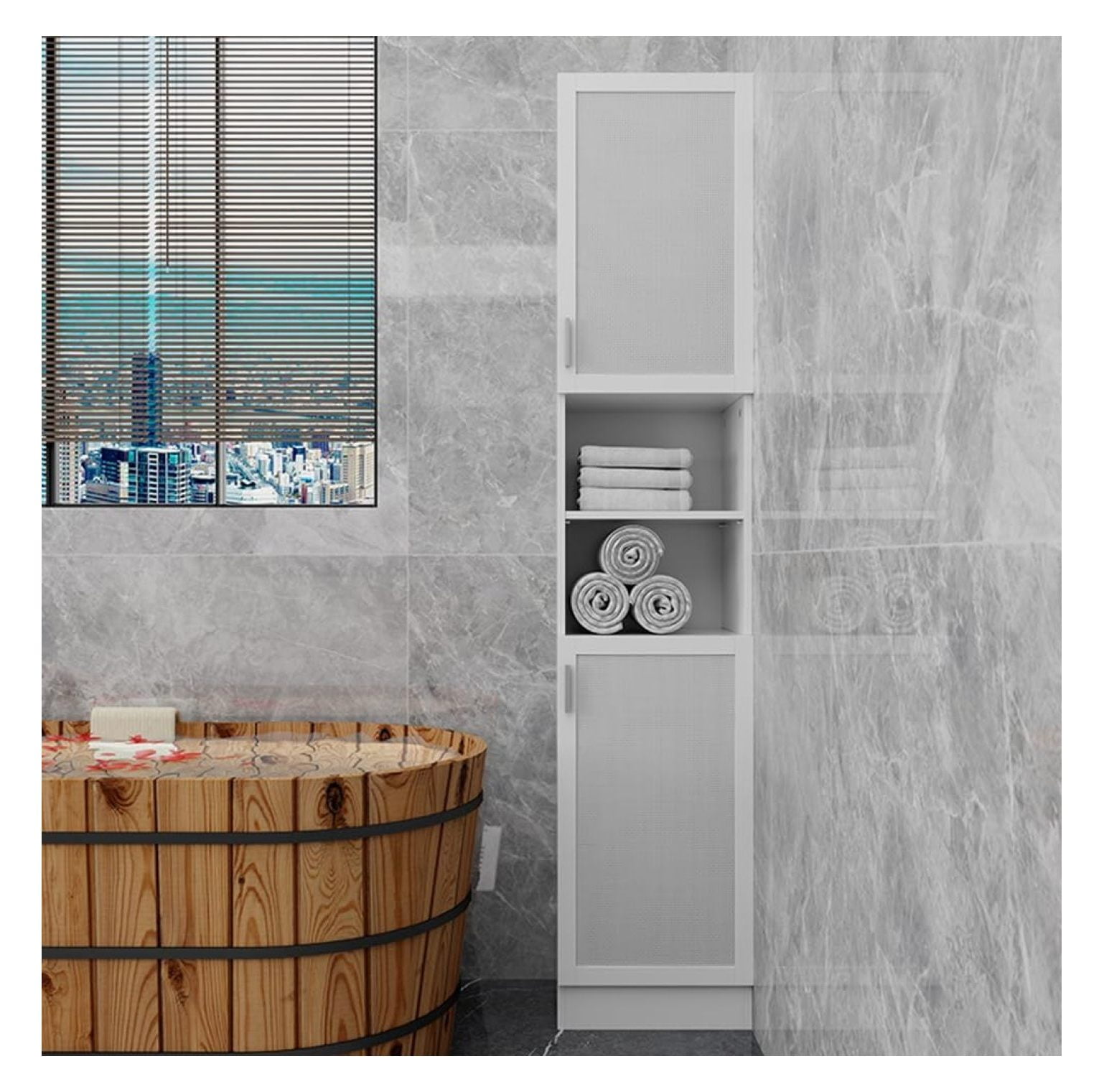 71" Freestanding Linen Tower, Narrow Linen Tower Freestanding, Floor