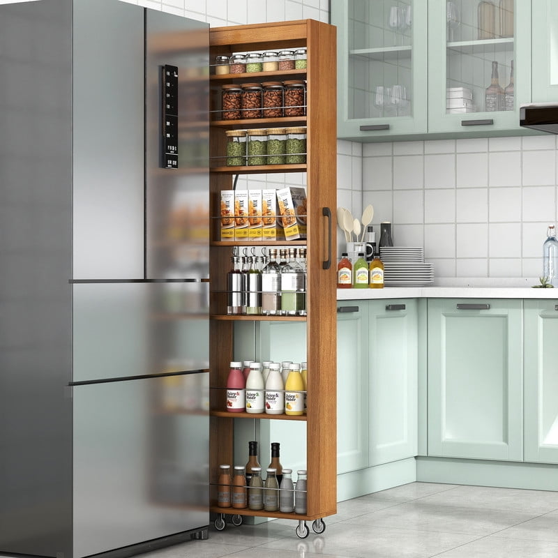 71''H 7-Tier Pull-Out Storage Shelf Cabinet with Wheels, Kitchen Rolling Storage Rack Cart for Narrow Spaces