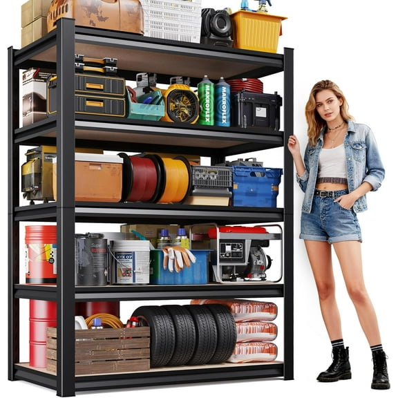 71"H Garage Shelving-2050LBS 5 Tier Storage Shelves,Adjustable Heavy Duty Metal Shelving Unit and Storage Large Rack,Utility Steel Shelf For Shop Warehouse Industrial Pantry Basement 71"x35"x16"