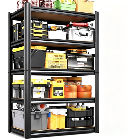 71"H Garage Shelving-5 Tier Garage Storage Shelves,Adjustable Heavy Duty Metal Shelving Unit and Storage Large Rack,Utility Steel Shelf For Warehouse Industrial Pantry Basement Organizers