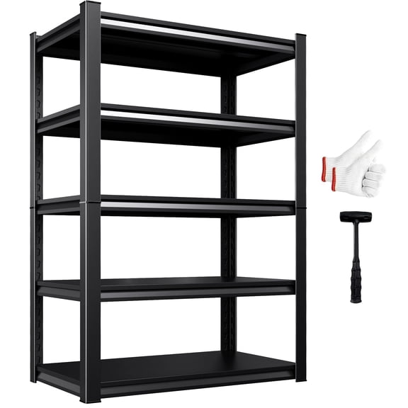 71" H Garage Shelving 5-Tier Heavy Duty Storage Shelves, Adjustable Metal Shelf Unit, Utility Organizer Rack for Basement, Pantry, Kitchen, Warehouse,15.7" Dx35.4 Wx71.2 H, Black