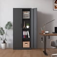 thumbnail image 1 of 71"H Metal Garage Storage Cabinet, Tool Steel Locking Cabinet with Doors and 3 Adjustable Shelves,for Home Office,Classroom,Pantry,Black, 1 of 6