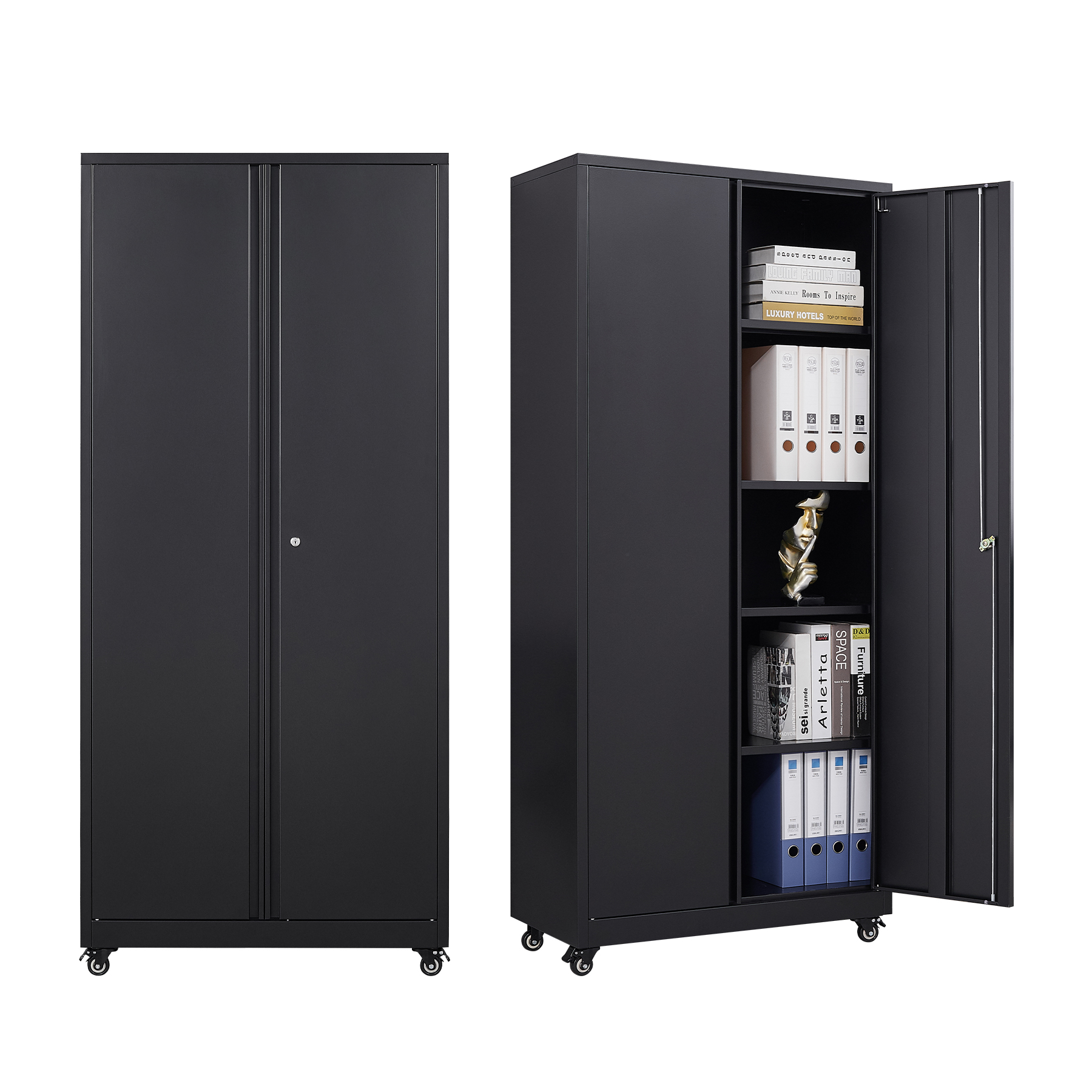 71'' High Metal Garage Storage with Wheel,Lockable Steel