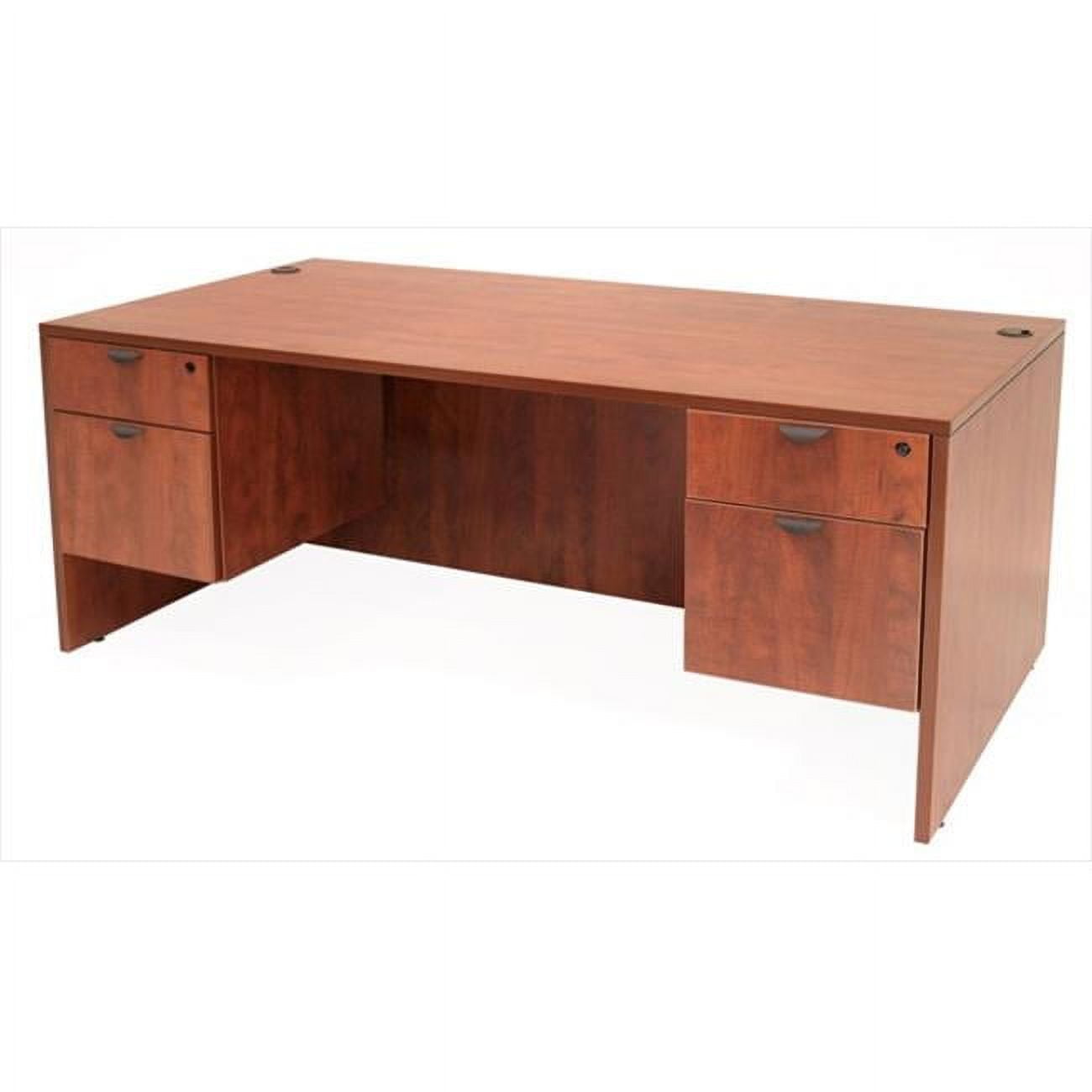 Executive 71'' Cherry Wood Desk with Dual Filing Cabinets and Drawer
