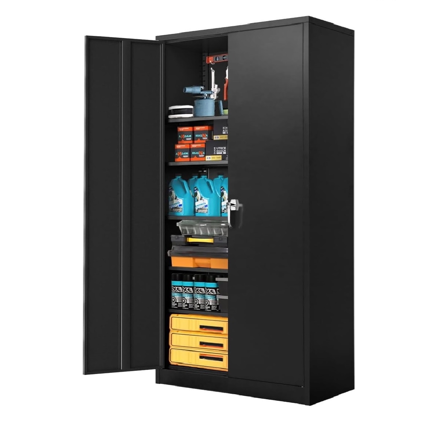 71" Metal Garage Storage with Locking Doors and Adjustable