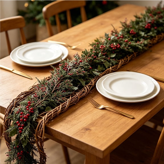 71 Inch Artificial Leaf Garland - Realistic Forest Green Vine with Wire Core, Flexible Fake Foliage for Wedding, Party, and Home Decor, Durable Hanging Ivy for Mantel, Staircase, and Gift Wrapping