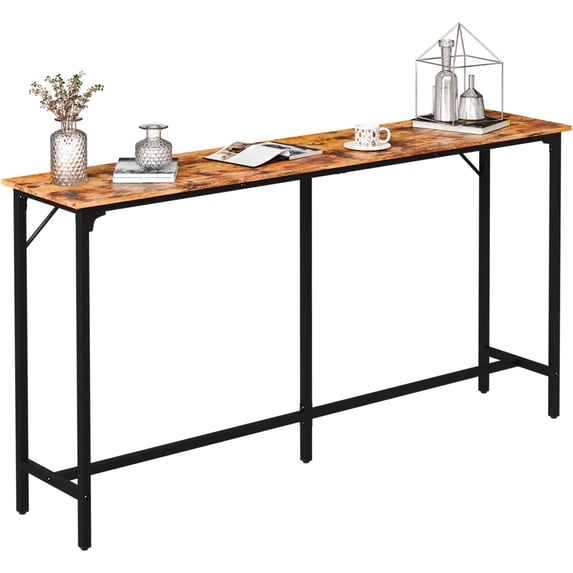 71 Inch Bar Table, Rectangular Counter Height Home Pub Table, Brown