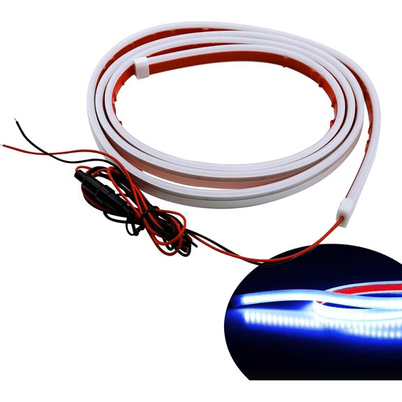 71 Inch Car Hood Light Strip, Flexible Daytime LED Running Light, Waterproof Auto LED Strip Light with Dynamic Scan Start-up Effect, Universal Car Exterior Decor Hood Strip Light for Vehicles (Blue)