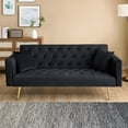 thumbnail image 1 of 71 Inch Convertible Love Seat Sofa, Velvet, Suitable for Small Living Room, Bedroom, Office (Black), 1 of 9