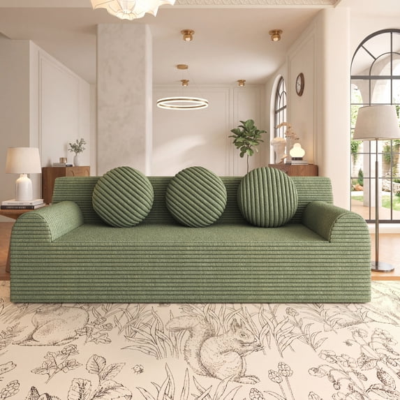 71-Inch Corduroy Loveseat Sofa, Boneless Foam Couch with Deep Seat, 3 ...