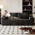 thumbnail image 1 of 71 Inch Corduroy Sofa for Living Room, Deep Seat Comfy Loveseat Couch with High-Density Foam, No Assembly Needed, Fits Bedroom Apartment Conference Space, Black, 1 of 8