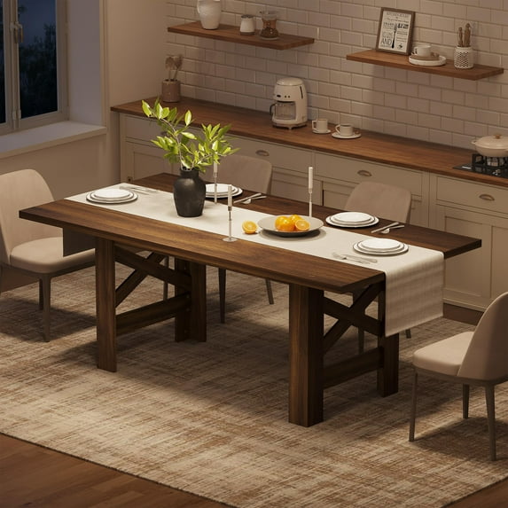 71 Inch Dining Table for 6 People,Large Rectangular Kitchen Table W/Thick Sturdy Frame,Farmhouse Dining Room Tables W/Waterproof Wood Tabletop.Easy Assembly