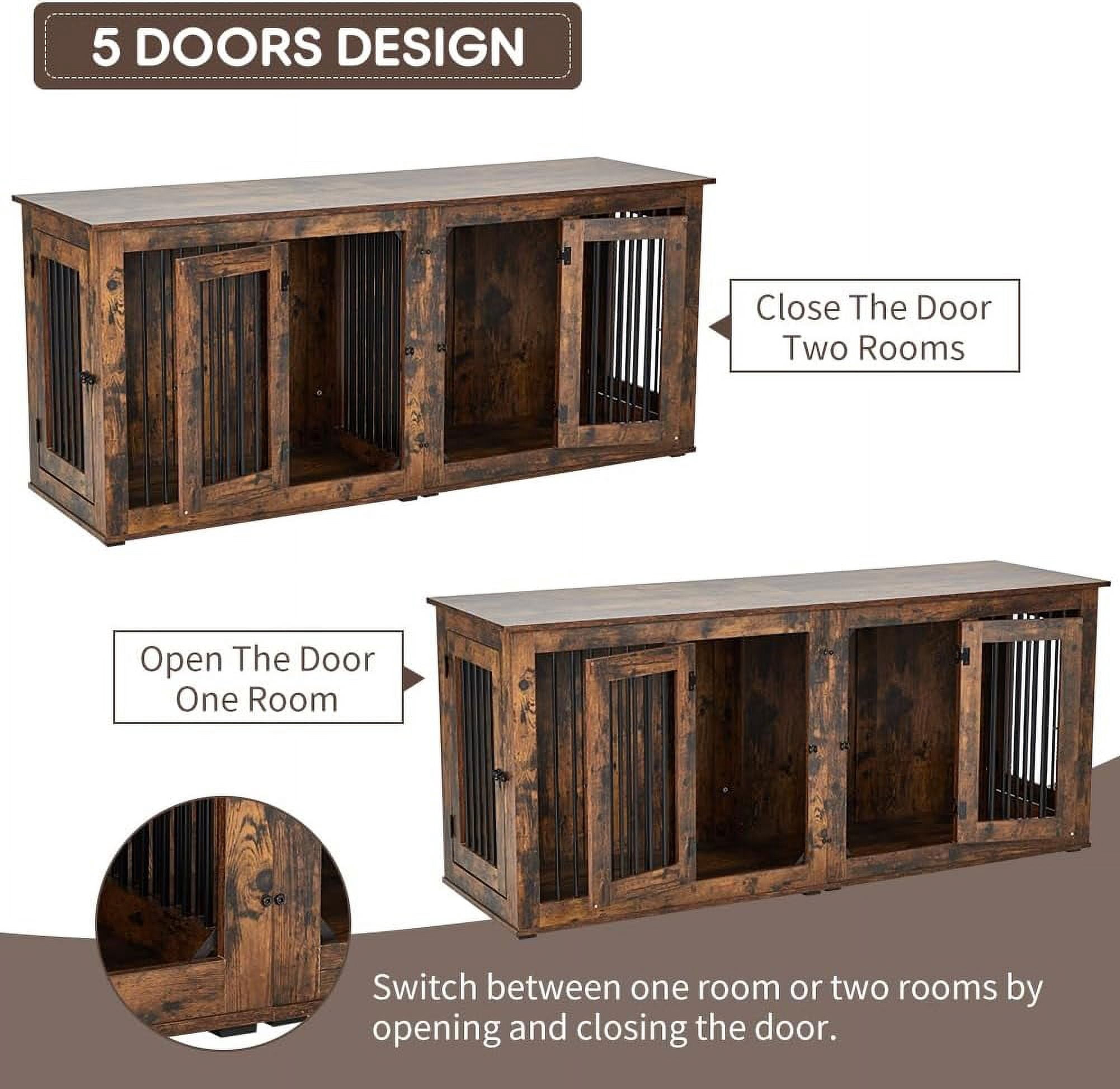 Curated visual reference: Picture Idea: 71 Inch Double Row Wooden Large Dog Crate Ideal For