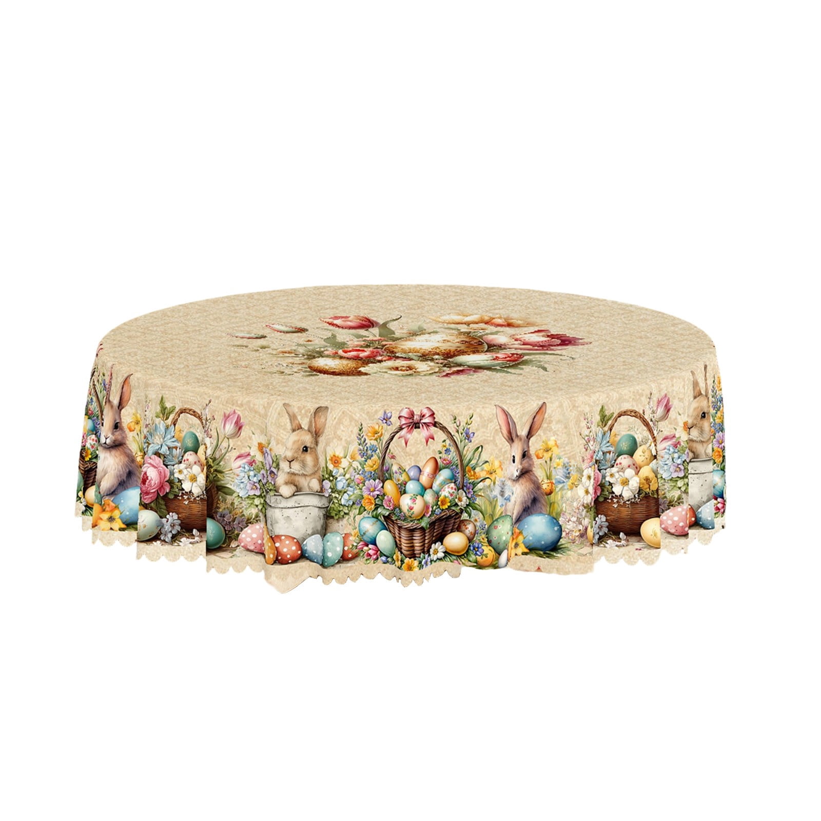 Spring Tablecovers 71 Inch Easter Tablecloth,Easter Table Cloth Round Table,Easter Table ...