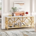 thumbnail image 1 of 71 Inch Extra Long Console Table, Modern Narrow Sofa Table Entry Table Behind Couch Table with Open Storage Shelf for Entryway Hallway Living Room (White & Gold), 1 of 7
