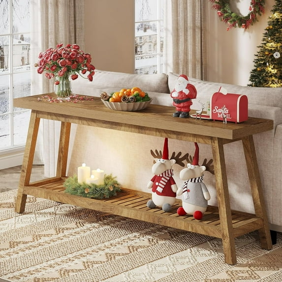 71-Inch Farmhouse Console Table for Entyrway,2-Tier Sofa Table