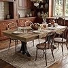71 Inch Farmhouse Dining Table for 6-8 People with Dual Storage Drawers, Large Rectangular Wood Kitchen Table, Heavy-Duty Pedestal Base Dining Table for Dining Room, Living Room，Natural