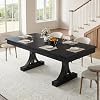 71 Inch Farmhouse Dining Table for 6-8 People with Dual Storage Drawers, Large Rectangular Wood Kitchen Table, Heavy-Duty Pedestal Base Dining Table for Dining Room, Living Room，Black