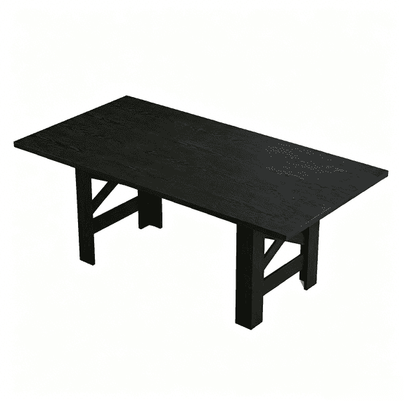71 Inch Farmhouse Rectangular Dining Table for 6-8 People, Dinner Table with Thick Tabletop & Sturdy Triangular Legs for Kitchen Dining Room Home - Black