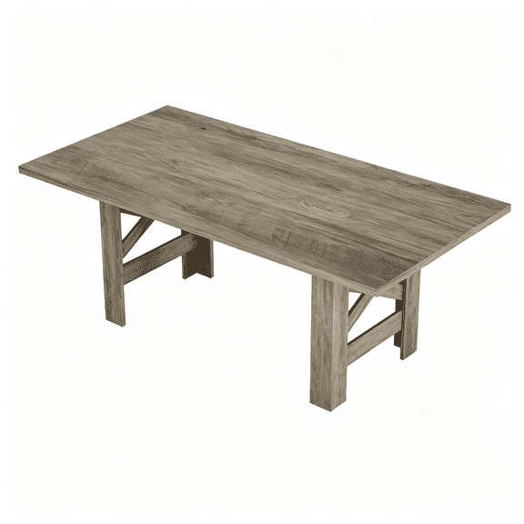 71 Inch Farmhouse Rectangular Dining Table for 6-8 People, Dinner Table with Thick Tabletop & Sturdy Triangular Legs for Kitchen Dining Room Home - Gray