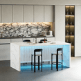 thumbnail image 1 of JassmiPkwy 71 Inch Faux Marble Dining Table for 4-6 People, with LED Lights, Rectangle Kitchen Tables for Dining Room, White Marble, 1 of 6