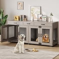 thumbnail image 1 of 71-Inch Large Dog Crate with 3 Drawers for 2 Dogs, Spacious Wooden Indoor Kennel with Divider, Large Breed Dog Crate and TV Stand, Simple Assembly, 1 of 8
