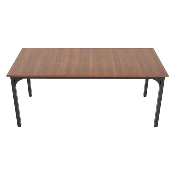 71 Inch Long Rectangular Solid Wood Dining Table Farmhouse Style Seats 6-8 People with Iron Legs for Kitchen Living Room Brown
