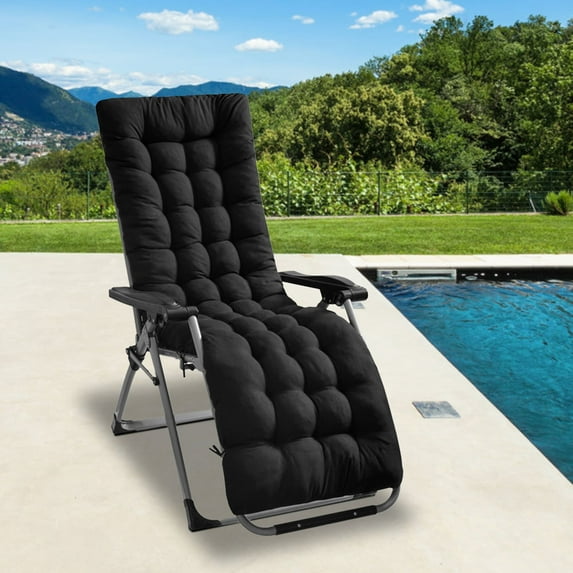 71 Inch Patio Chaise Lounger Cushion, iMounTEK Rocking Chair Sofa Cushion with Ties and Top Cover, Non-Slip Sun Lounger Chair Swing Bench Cushion