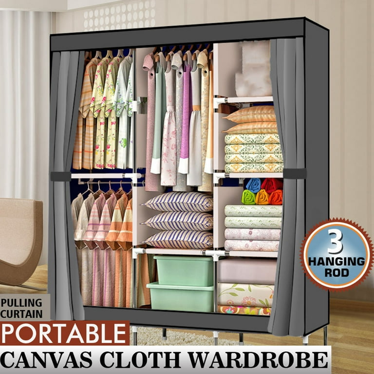 71 Portable Fabric Clothes Storage Closet Organizer Shelf Wardrobe Rack,Navy  Blue - Bed Bath & Beyond - 33169811