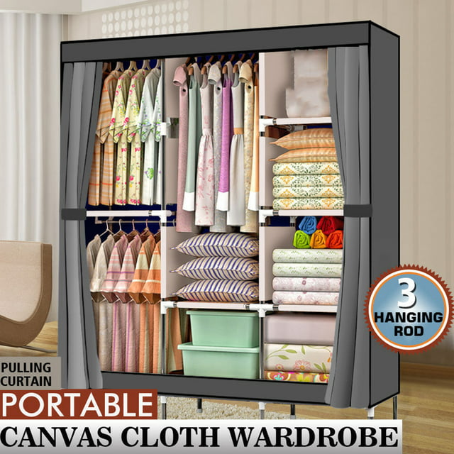 71 Inch Portable Closet Walk-In Wardrobe Clothes Rack Storage Organizer ...