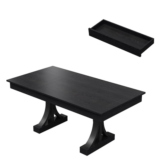 71 Inch Rectangular Dining Table for 6-8 People, Heavy Duty Dinner Table with 2 Storage Drawers, Multi-use Table for Dining Room Kitchen Office - Black