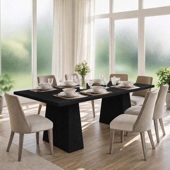 71 Inch Rectangular Dining Table for 6-8 People, Large Kitchen Table with Scratch-Resistant Tabletop, Heavy Duty Legs, Modern Wooden Dining Table for Home, Office, and Living Room,Black