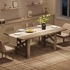 71 Inch Rectangular Wood Dining Table for 6-8, Large Kitchen Table with X-Leg Base and Horizontal Brace, Heavy Duty Table for Dining Room, Living Room, OfficeGray