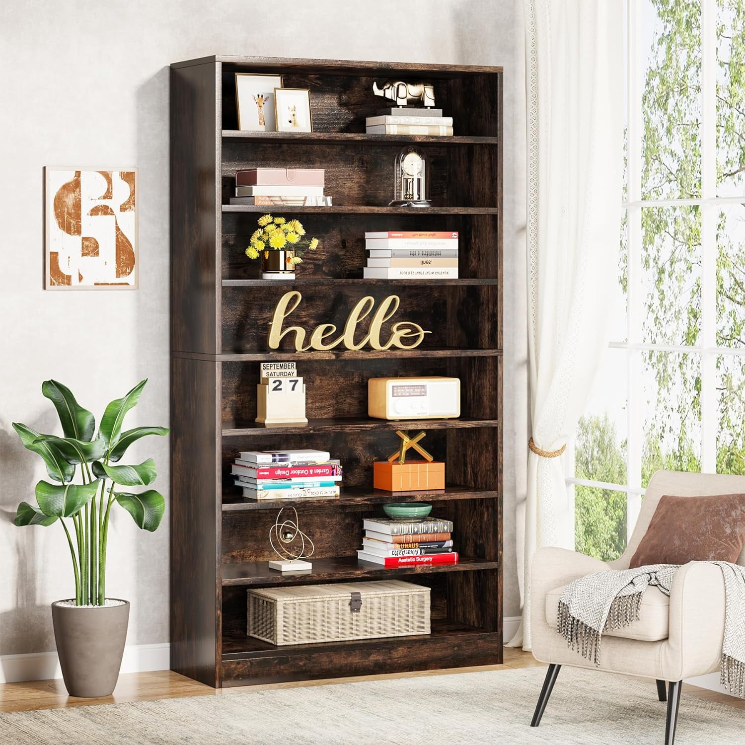 71 Inch Tall Bookcase Modern Freestanding Bookshelf 9 Tier Large Open