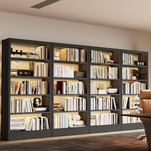 71 Inch Tall Metal Bookshelf, 5 Tier Adjustable Storage Bookcase for Home Office Library Bedroom Living Room Classroom, Heavy Duty Shelving Unit with Book Stopper, Black