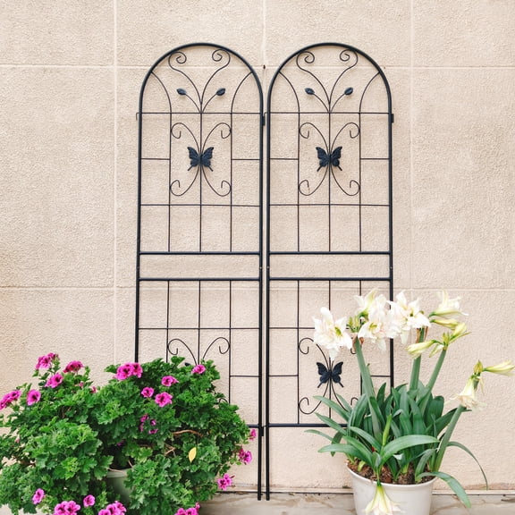 71 Inch Tall Rustproof Metal Garden Trellis for Climbing Plants, 4 Pack Black Iron Trellis for Outdoor Flower Support