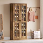 71 Inch Tall Shoe Cabinet with Adjustable Shelves, Modern 8-Tier Shoe Storage Cabinet with Doors for Living Room, Bedroom, Entryway, Brown