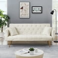 thumbnail image 1 of 71 Inches Velvet Futon Sofa Bed with 2 Pillows,Modern Convertible Futon Couch with Adjustable Backrest,Beige, 1 of 7