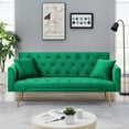 thumbnail image 1 of 71 Inches Velvet Futon Sofa Bed with 2 Pillows,Modern Convertible Futon Couch with Adjustable Backrest,Green, 1 of 7