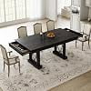 71" Industrial Dining Table for 6-8 People with 2 Storage Drawers, Large Rectangular Kitchen Table, Heavy-Duty Wood Dining Table for Dining Room, Living Room, Home Office,Black