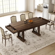 71" Industrial Dining Table for 6-8 People with 2 Storage Drawers, Large Rectangular Kitchen Table, Heavy-Duty Wood Dining Table for Dining Room, Living Room, Home Office,Walnut