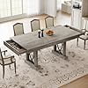 71" Industrial Dining Table for 6-8 People with 2 Storage Drawers, Large Rectangular Kitchen Table, Heavy-Duty Wood Dining Table for Dining Room, Living Room, Home Office,Gray